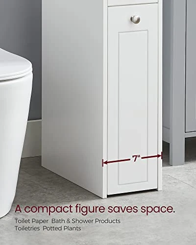 VASAGLE Small Bathroom Storage Cabinet, Slim Bathroom Storage Organizer, Toilet Paper Holder With Storage, Toilet Paper Storage Cabinet With Slide Out Drawers, For Small Spaces, White UBBC847P31 7 VASAGLE Small Bathroom Storage Cabinet, Slim Bathroom Storage Organizer, Toilet Paper Holder With Storage, Toilet Paper Storage Cabinet With Slide Out Drawers, For Small Spaces, White UBBC847P31 - Image 5