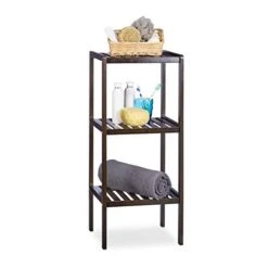 Relaxdays Bamboo Bathroom 3, 80 X 34.5 X 33 Cm, Colorful Shelving Unit For Children, Kitchen Rack, Brown, 33 X 34.5 X 80 Cm