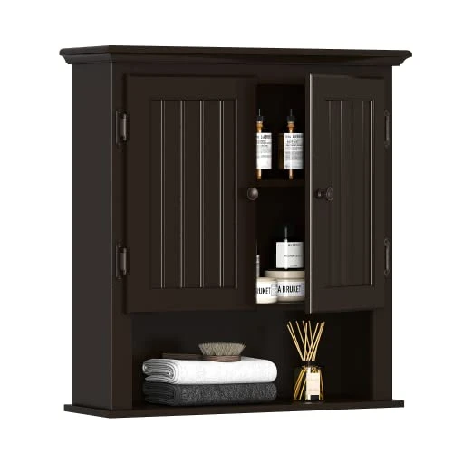 UTEX Bathroom Cabinet Wall Mounted, Wood Hanging Cabinet, Wall Cabinets With Doors And Shelves Over The Toilet For Bathroom,Espresso 3 UTEX Bathroom Cabinet Wall Mounted, Wood Hanging Cabinet, Wall Cabinets With Doors And Shelves Over The Toilet For Bathroom,Espresso