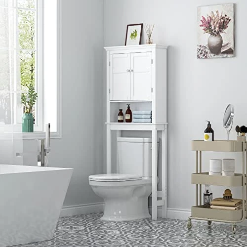 UTEX Bathroom Storage Over The Toilet, Bathroom Cabinet Organizer With Adjustable Shelves, Bathroom Space Saver For Bathroom, White 6 UTEX Bathroom Storage Over The Toilet, Bathroom Cabinet Organizer With Adjustable Shelves, Bathroom Space Saver For Bathroom, White - Image 4