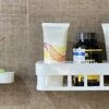 MOHAK Self-Adhesive Plastic Bathroom Corner Rack Storage Shelves Soap Box Stand - White (Combo Bathroom Shelve 1Pcs+ Soap Stand 1Pcs) 1 MOHAK Self-Adhesive Plastic Bathroom Corner Rack Storage Shelves Soap Box Stand - White (Combo Bathroom Shelve 1Pcs+ Soap Stand 1Pcs) -Moen Shop 41h0dynObgL
