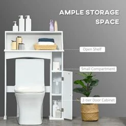Kleankin Over The Toilet Storage, Bathroom Organizer With Adjustable Inner Shelf, And Door Cabinet, White -Moen Shop 41hArLaUn7L