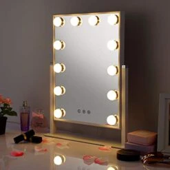 HAMSWAN Large Vanity Mirror With 3 Different Lighting Modes, Hollywood Lighted Mirror Vanity Makeup Mirror With 12 X 3W Dimmable LED Bulbs, White