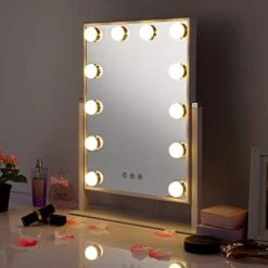 HAMSWAN Large Vanity Mirror With 3 Different Lighting Modes, Hollywood Lighted Mirror Vanity Makeup Mirror With 12 X 3W Dimmable LED Bulbs, White -Moen Shop 41hBi9f43PL. AC