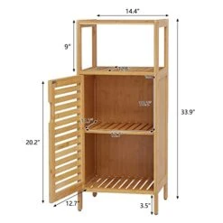 Kinbor Bamboo Bathroom Cabinet Floor Free Stand Storage Cabinet With Single Door Furniture Cabinet For Bathroom, Living Room, Bedroom 13 Kinbor Bamboo Bathroom Cabinet Floor Free Stand Storage Cabinet With Single Door Furniture Cabinet For Bathroom, Living Room, Bedroom -Moen Shop 41hMwPELLkL