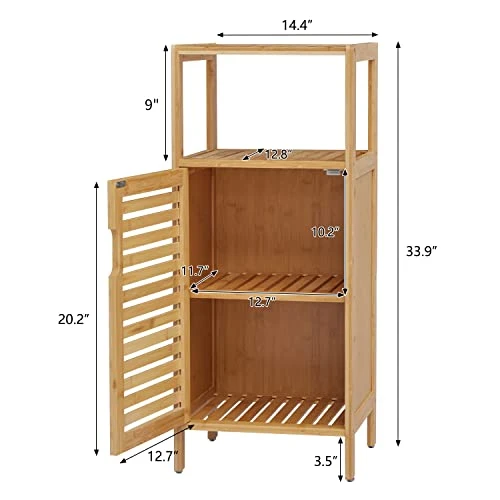 Kinbor Bamboo Bathroom Cabinet Floor Free Stand Storage Cabinet With Single Door Furniture Cabinet For Bathroom, Living Room, Bedroom 8 Kinbor Bamboo Bathroom Cabinet Floor Free Stand Storage Cabinet With Single Door Furniture Cabinet For Bathroom, Living Room, Bedroom - Image 6