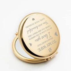 Gifts For Wife - I Love You Wife Gift Gold Compact Mirror - Romantic Gifts For Her Birthday, Wedding Anniversary, Valentines Day, Mothers Day, Or Christmas -Moen Shop 41hwP2OoH5L