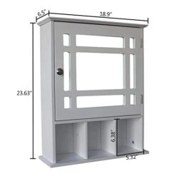 Aelph Single Door Three Compartment Storage Bathroom Cabinet With Mirror –White -Moen Shop 41i9B5WNY2L