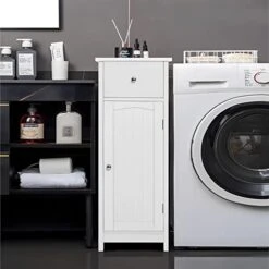 Iwell Small Bathroom Floor Storage Cabinet, Kitchen Cupboard Wooden Cabinet, White 11 Iwell Small Bathroom Floor Storage Cabinet, Kitchen Cupboard Wooden Cabinet, White -Moen Shop 41ifVfNivqL