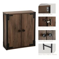 Landia Home Wall Mounted Bathroom Cabinet For Storage, Industrial Themed With A Steel Frame And Adjustable Shelf -Moen Shop 41ii70JPoCL