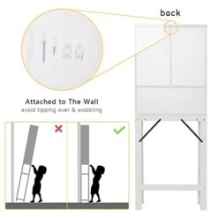 SOSPIRO Farmhouse Over The Toilet Storage With Sliding Barn Door, Freestanding Bathroom Over The Toilet Organizer Above Toilet Storage Cabinet With Adjustable Shelf, Tall Bathroom Space Saver, White1 -Moen Shop 41iqxI9w8FL