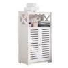 Kings Brand Furniture - Carol Wood Bathroom Floor Storage Cabinet, White