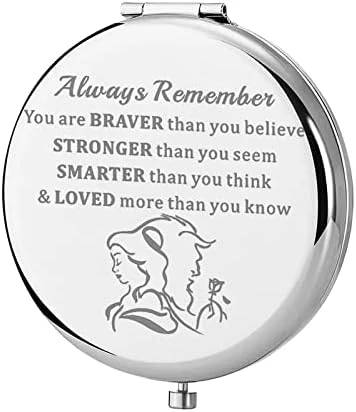 KEYCHIN Beauty Fairy Movie Pocket Mirror Princess Belle Fans Gifts Always Remember You Are Braver Stronger Smarter Than You Think Compact Mirror For Women Girls Teenagers (Beauty Beast Mirror-RG) 7 KEYCHIN Beauty Fairy Movie Pocket Mirror Princess Belle Fans Gifts Always Remember You Are Braver Stronger Smarter Than You Think Compact Mirror For Women Girls Teenagers (Beauty Beast Mirror-RG) - Image 5