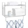 MDesign Steel Wall Mount Towel Rack Storage Organizer Shelf Holder With Towel Bar - For Bathroom, Laundry Room, Kitchen, Garage - Holds Hand Towels, Washcloth - Concerto Collection - Chrome 2 MDesign Steel Wall Mount Towel Rack Storage Organizer Shelf Holder With Towel Bar - For Bathroom, Laundry Room, Kitchen, Garage - Holds Hand Towels, Washcloth - Concerto Collection - Chrome -Moen Shop 41kZDkirJUL