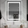 SHUAFA LED Mirror For Bathroom, 24x32 Inch Backlit + Front Lighted Bathroom Mirror With Lights, High-Density Double Light Strips, 3 Colors, Shatter-Proof, Anti-Fog And Brightness Memory -Moen Shop 41kjDzXzX5L