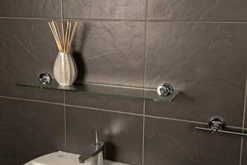 Croydex Glue-Fix Worcester Glass Shelf, Easy Fit No Drilling To Tools -Moen Shop 41lEdsrHzHL