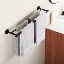 KES 23.6-Inch Double Towel Bar Bathroom Shower Dual Towel Holder Hanger SUS 304 Stainless Steel Wall Mounted Matt Black, A2001S60-BK -Moen Shop 41lMgfVtmuL. AC
