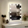 WEILY Hollywood Vanity Mirror With Lights,Large Lighted Makeup Mirror With 3 Color Light & 12 Dimmable Led Bulbs,Smart Lighted Touch Control Screen & 360 Degree Rotation(White) -Moen Shop 41ldK4uin9L