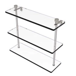 Allied Brass FT-5/16 Foxtrot Collection 16 Inch Triple Tiered Glass Shelf, Satin Nickel