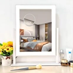 Kotdning Vanity Mirror With Lights,Lighted Vanity Mirror With 9 Dimmable Bulbs For Dressing Room & Bedroom,3 Color Lighting,Modes Detachable 10x Magnification 360°Ratation(White) -Moen Shop 41lnZIgQtXL. AC