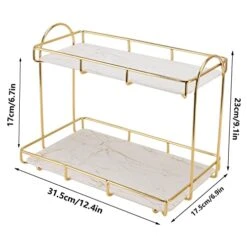 Zerodis Bathroom Storage Shelf, Gold White 2 Tier Space Saver Multifunctional Over The Toilet Storage For Bathroom Counter (L) -Moen Shop 41lu3CFvtDL