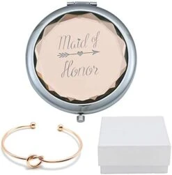 COFOZA Flower Girl Champagne Compact Pocket Makeup Mirror With Rose Gold Knot Bracelet And Gift Box For Wedding Proposal Gift -Moen Shop 41mOSBZOBkL. AC