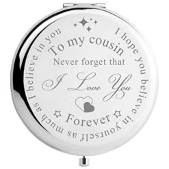 Peayale Cousin Gifts For Women Christmas Birthday Compact Makeup Mirror, Unique Gifts For Cousin Sister Makeup Mirror (I Love You Cousin)