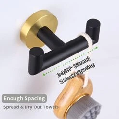 Angle Simple Double Towel Hook Black & Gold, Stainless Steel Bathroom Towel Holder, Hand Towel Hanger For Wall -Moen Shop 41mZGwS04hL