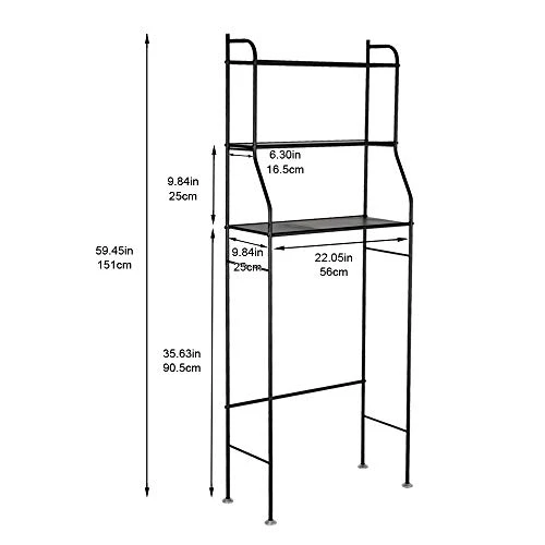 NAJER 3-Tier Bathroom Shelf Organizer, Space Saver Over The Toilet Storage, Bathroom Corner Stand, Black 4 NAJER 3-Tier Bathroom Shelf Organizer, Space Saver Over The Toilet Storage, Bathroom Corner Stand, Black - Image 2