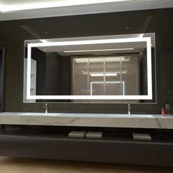 HAUSCHEN 36x72 Inch LED Lighted Bathroom Vanity Mirror With CRI 95 Dimmable Brightness Light, Shatter-Proof, Double LED Built-in, Anti-Fog Separately Control, 3 Colors, Memory, ETL Listed