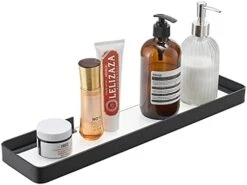 Danpoo Black Floating Shelf Bathroom Wall Shelf, 16" Tempered Glass Shelf Wall Mounted -Moen Shop 41nh1gYAzpL. AC