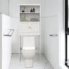 JUDIXY 2 Tier Over The Toilet Shelf, Bathroom Storage Organizer With 2-Door Cabinet And Shelves, Modern Style Bathroom Storage Cabinet Over Toilet - 25.98" W * 9.05" D * 69.92" H (White) -Moen Shop 41nvKm6Na8L