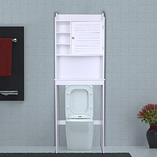 FCH Bathroom Over The Toilet Cabinet, Space Saving Freestanding Cabinet Storage With Adjustable Shelf Anti Tip 7 FCH Bathroom Over The Toilet Cabinet, Space Saving Freestanding Cabinet Storage With Adjustable Shelf Anti Tip - Image 5
