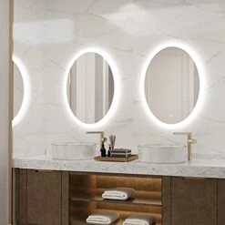 Illucid LED Mirror Oval 24x32 Inch， Anti-Fog Warm Light/Day Light Wall Mounted Bathroom Mirror Wall Switch Support Memory, Quick Hanging LED Mirrors For Bathroom -Moen Shop 41oKEfH7NpS