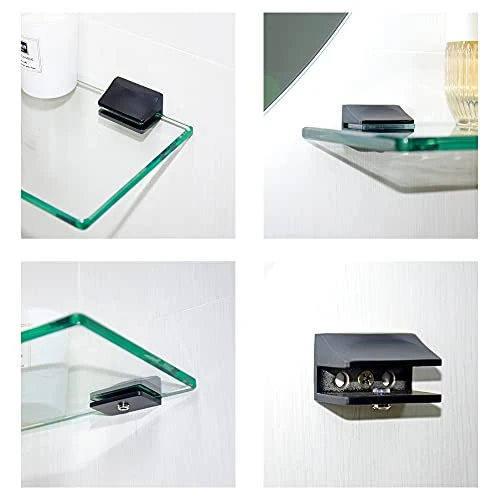 APROTOSS Upgrade Your Bathroom With Our Sleek 16-inch Glass Shelves! Glass Shelves With Black Brackets,Glass Wall Shelves Giving Your Space A Modern Touch.2-Pack 6 APROTOSS Upgrade Your Bathroom With Our Sleek 16-inch Glass Shelves! Glass Shelves With Black Brackets,Glass Wall Shelves Giving Your Space A Modern Touch.2-Pack - Image 4
