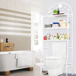 CNCEST Toilet Storage Rack,3-Shelf Bathroom Organizer Over The Toilet Storage 3 Tier Space Saver Organizer Rack Bathroom Shelf Over Toilet Storage For Laundry, Balcony,Porch 70.9X24.4X12.6in (White) 11 CNCEST Toilet Storage Rack,3-Shelf Bathroom Organizer Over The Toilet Storage 3 Tier Space Saver Organizer Rack Bathroom Shelf Over Toilet Storage For Laundry, Balcony,Porch 70.9X24.4X12.6in (White) -Moen Shop 41ohFmRhdwL