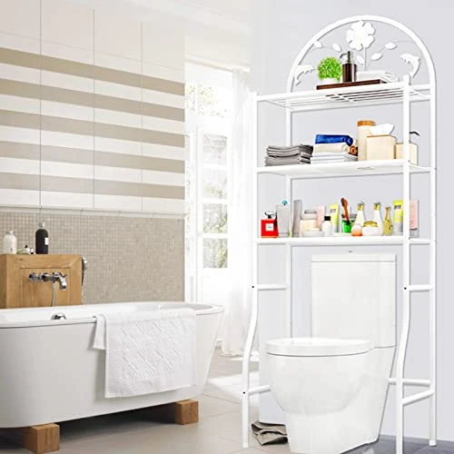 CNCEST Toilet Storage Rack,3-Shelf Bathroom Organizer Over The Toilet Storage 3 Tier Space Saver Organizer Rack Bathroom Shelf Over Toilet Storage For Laundry, Balcony,Porch 70.9X24.4X12.6in (White) 5 CNCEST Toilet Storage Rack,3-Shelf Bathroom Organizer Over The Toilet Storage 3 Tier Space Saver Organizer Rack Bathroom Shelf Over Toilet Storage For Laundry, Balcony,Porch 70.9X24.4X12.6in (White) - Image 3