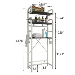 Gyfimoie Over The Toilet Storage Shelf, 3-Tier Metal Bathroom Organizer Rack, Modern Freestanding Space Saver With Adjustable Bottom Bar,4 Hooks & Paper Holder For Laundry Bathroom Balcony 12 Gyfimoie Over The Toilet Storage Shelf, 3-Tier Metal Bathroom Organizer Rack, Modern Freestanding Space Saver With Adjustable Bottom Bar,4 Hooks & Paper Holder For Laundry Bathroom Balcony -Moen Shop 41oxheyrryL