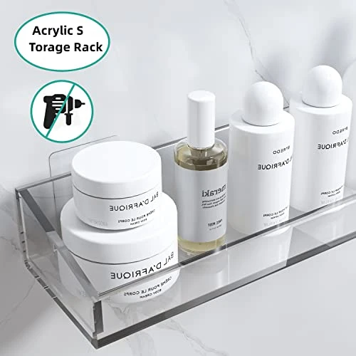 KATASKI 2 Pack Acrylic Bathroom Shelf, Wall Mounted No-Drill Thick Clear Storage And Display Shelf, 15.7inch 4 KATASKI 2 Pack Acrylic Bathroom Shelf, Wall Mounted No-Drill Thick Clear Storage And Display Shelf, 15.7inch - Image 2