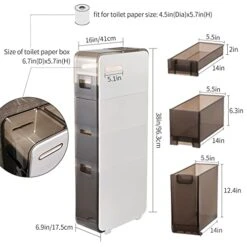 OEODJUJS 6.9" W Skinny Bathroom Storage Cabinet, 4 Tier Toilet Paper Holder Cabinet With Drawers, Narrow Pantry Cabinet For Bedroom/Kitchen Small Space, White 12 OEODJUJS 6.9" W Skinny Bathroom Storage Cabinet, 4 Tier Toilet Paper Holder Cabinet With Drawers, Narrow Pantry Cabinet For Bedroom/Kitchen Small Space, White -Moen Shop 41pXekJTWhL