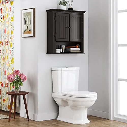 UTEX Bathroom Cabinet Wall Mounted, Wood Hanging Cabinet, Wall Cabinets With Doors And Shelves Over The Toilet For Bathroom,Espresso 6 UTEX Bathroom Cabinet Wall Mounted, Wood Hanging Cabinet, Wall Cabinets With Doors And Shelves Over The Toilet For Bathroom,Espresso - Image 4