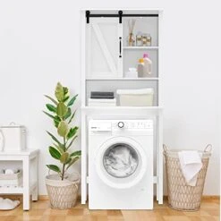 Aowos Over The Toilet Storage Cabinet, Freestanding Bathroom Organizer Over Toilet With Sliding Barn Door, 3-Tier Adjustable Shelves, Open Storage, White 7 Aowos Over The Toilet Storage Cabinet, Freestanding Bathroom Organizer Over Toilet With Sliding Barn Door, 3-Tier Adjustable Shelves, Open Storage, White -Moen Shop 41qKwkSB04L