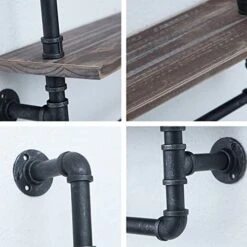 JIANZHUO Industrial Wood Bathroom Shelf Over Toilet With Towel Bar,Rustic Bathroom Shelves Floating Shelves 3 Tier,24in Pipe Shelves Pipe Shelf Towel Racks Wall Mounted,Farmhouse Pipe Shelving -Moen Shop 41qZOpjX68L