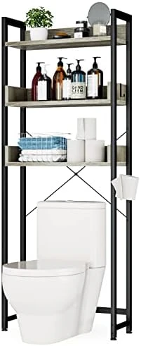 OTK Over The Toilet Storage, 3 Tier Bathroom Organizer Shelf, Freestanding Space Saver With Toilet Paper Holder, Multifunctional Over The Toilet Rack, Black 9 OTK Over The Toilet Storage, 3 Tier Bathroom Organizer Shelf, Freestanding Space Saver With Toilet Paper Holder, Multifunctional Over The Toilet Rack, Black - Image 7