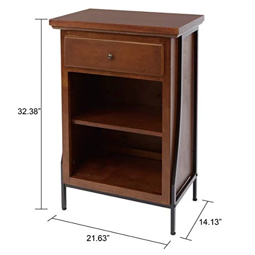 Silverwood Leighton Bathroom Collection 2-Tier Floor Shelf With Drawer, 32" H, Brown 5 Silverwood Leighton Bathroom Collection 2-Tier Floor Shelf With Drawer, 32" H, Brown - Image 3