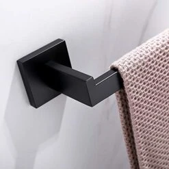 TASTOS Premium Stainless Steel Hand Towel Holder, Square Hand Towel Ring Heavy Duty Wall Mounted Modern Hand Towel Bar For Bathroom Kitchen, Matte Black -Moen Shop 41rh4CKA6bL