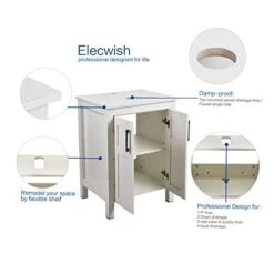 YOURLITE 24 Inches Bathroom Vanity, Modern Stand Pedestal Cabinet, Wood White Fixture, Without Mirror -Moen Shop 41rkmosSD6L