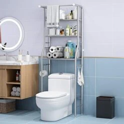 Zzmop Standing Toilet Storage Shelf With Hanging Rod,Bathroom Organizer Shelf,Cosmetic Stand Racks,Save Space,for Bathroom,Laundry Room. -Moen Shop 41rrAnPnfuL