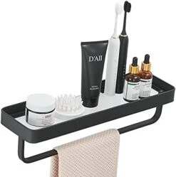 Dancrul Bathroom Shelf, Glass Bathroom Shelves Wall Mounted, Rectangular Floating Shelves, Shelves For Wall Decor, Bathroom Organizer, Matte Black Set -Moen Shop 41sSu9r80ZS. AC