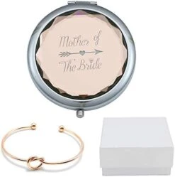 COFOZA Flower Girl Champagne Compact Pocket Makeup Mirror With Rose Gold Knot Bracelet And Gift Box For Wedding Proposal Gift -Moen Shop 41sYANN3HHL. AC
